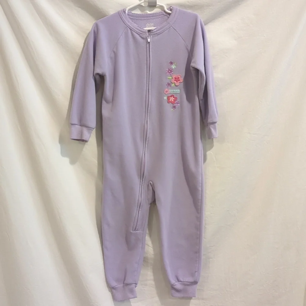 Child Of Mine | Lavender Footless Blanket Sleeper Flower Girl Zip Up | 3T